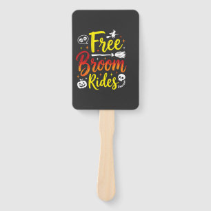 Halloween Free Broom Rides Witch Graphic Hand Fan