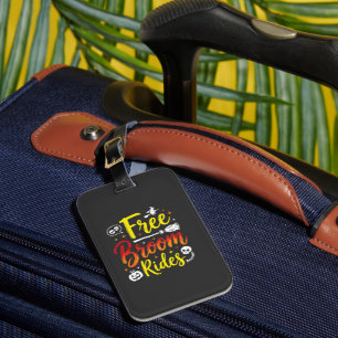 Halloween Free Broom Rides Witch Graphic Luggage Tag