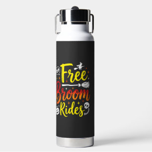 Halloween Free Broom Rides Witch Graphic Water Bottle