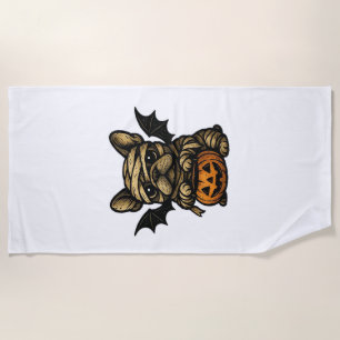 Halloween French Bulldog � Cute Spooky Dog Art Cla Beach Towel