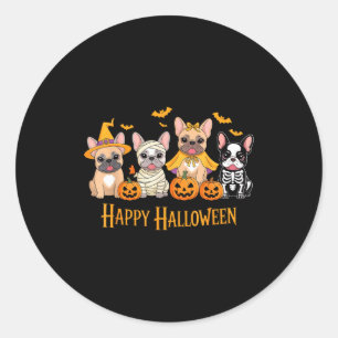 Halloween French Bulldog Dogs Pumpkin Funny  Classic Round Sticker