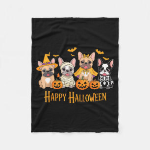 Halloween French Bulldog Dogs Pumpkin Funny  Fleece Blanket