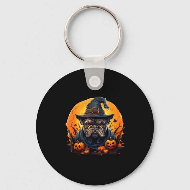 Halloween french bulldog  key ring (Front)