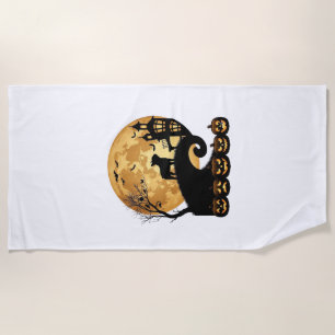 Halloween French Bulldog Moon Spooky Pumpkins Haun Beach Towel