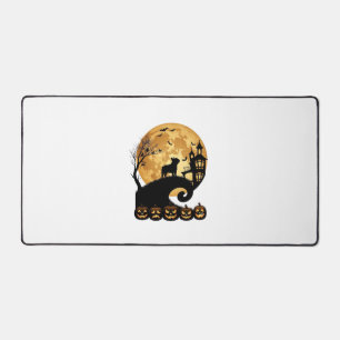 Halloween French Bulldog Moon Spooky Pumpkins Haun Desk Mat