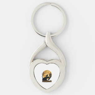 Halloween French Bulldog Moon Spooky Pumpkins Haun Key Ring