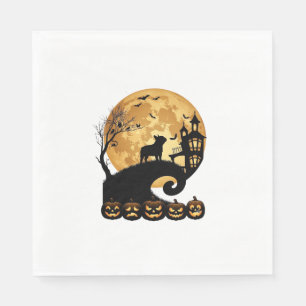 Halloween French Bulldog Moon Spooky Pumpkins Haun Napkin