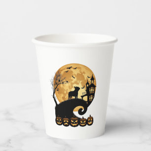 Halloween French Bulldog Moon Spooky Pumpkins Haun Paper Cups