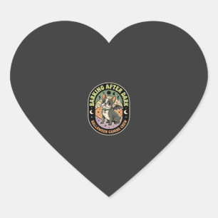 Halloween French Bulldog Night Patrol Heart Sticker