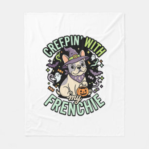 Halloween French Bulldog Spooky Companion Fleece Blanket