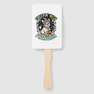 Halloween French Bulldog Spooky Companion Hand Fan