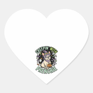 Halloween French Bulldog Spooky Companion Heart Sticker
