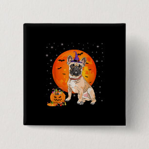 Halloween French Bulldog Trick Or Treat Pumpkin 15 Cm Square Badge