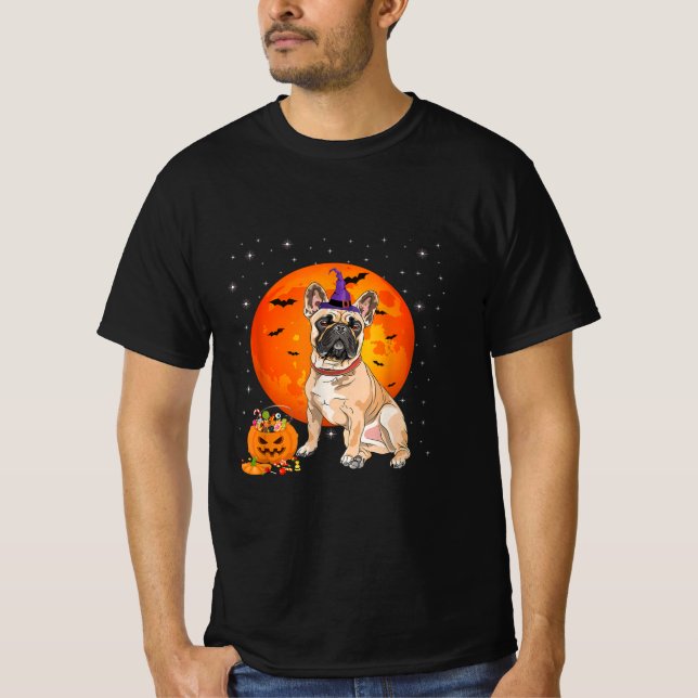 Halloween French Bulldog Trick Or Treat Pumpkin T-Shirt (Front)