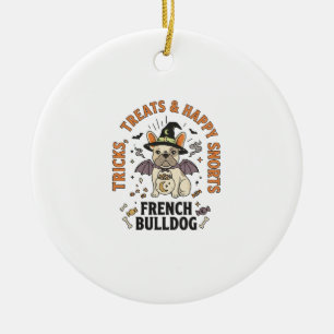 Halloween French Bulldog Trickster Ceramic Tree Decoration