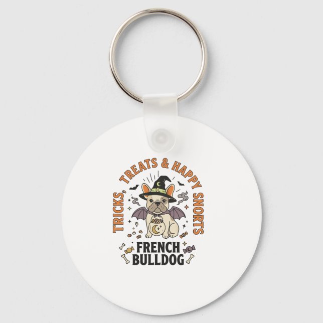 Halloween French Bulldog Trickster Key Ring (Front)