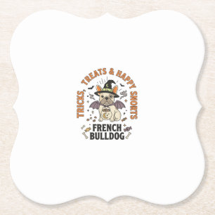 Halloween French Bulldog Trickster Paper Coaster