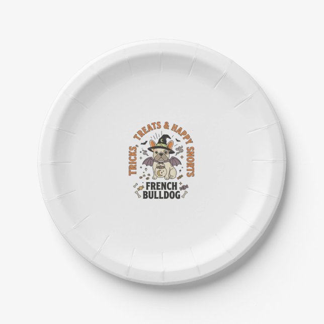 Halloween French Bulldog Trickster Paper Plate (Front)