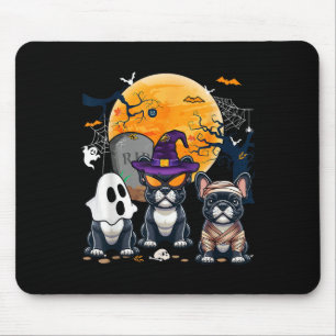 Halloween French Bulldogs Cosplay Witch Ghost Mumm Mouse Pad