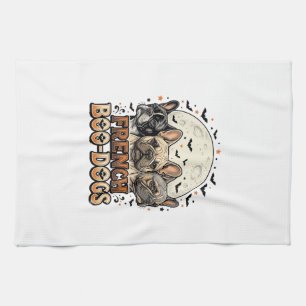 Halloween Frenchie Boo Dogs Funny Vintage_1 Tea Towel