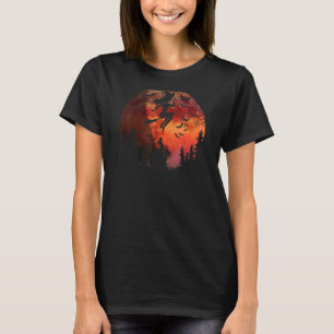Halloween Frequent Flyer Flying Witch Full Moon Ca T-Shirt