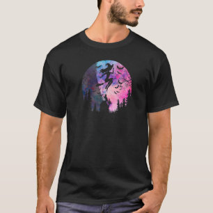 Halloween Frequent Flyer Flying Witch Full Moon Ca T-Shirt