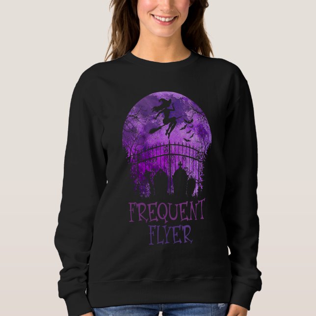 Halloween Frequent Flyer In The Cemetery Lazy Cost Sweatshirt (Front)