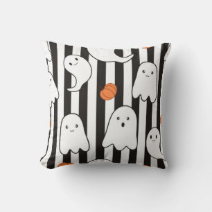 Halloween Friendly Ghost And Pumpkin Pattern Cushion