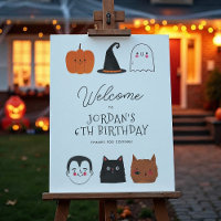 Halloween Friends Modern Birthday Welcome Sign