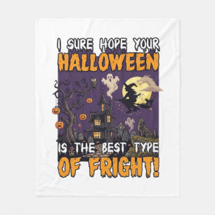 Halloween Fright Haunted House Witch Ghost_1 Fleece Blanket