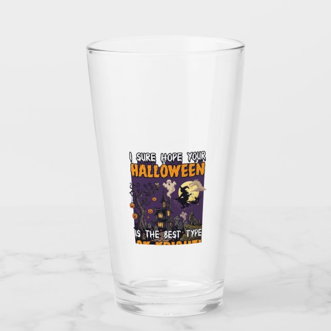 Halloween Fright Haunted House Witch Ghost_1 Glass (Front)