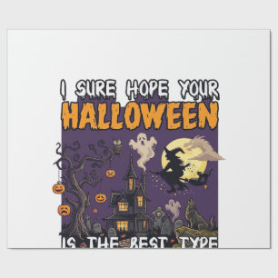 Halloween Fright Haunted House Witch Ghost_1 Wrapping Paper