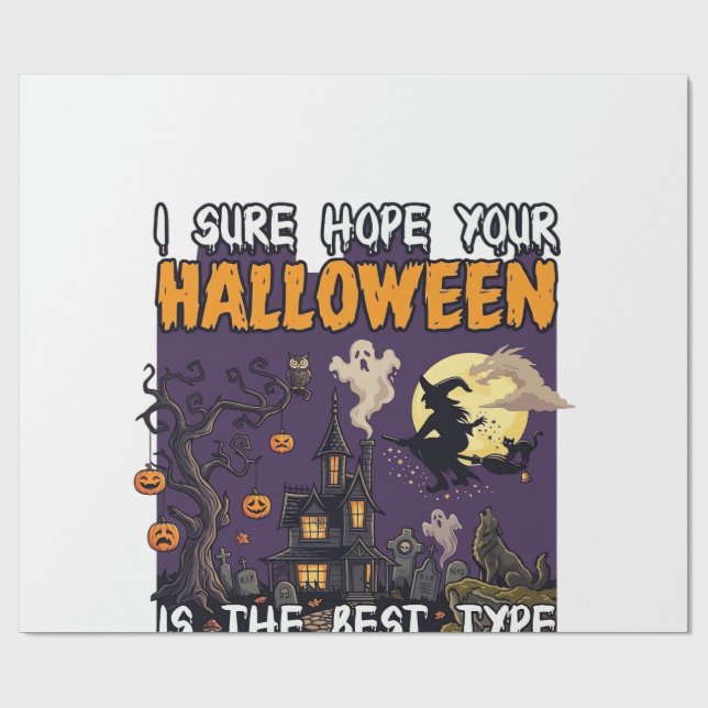 Halloween Fright Haunted House Witch Ghost_1 Wrapping Paper (Flat)