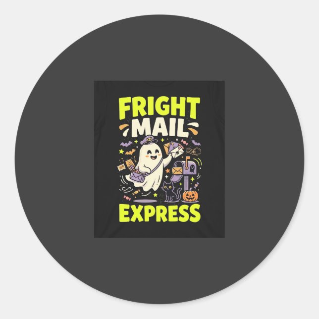 Halloween Fright Mail Express Classic Round Sticker (Front)