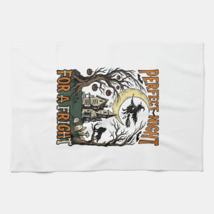 Halloween Fright Witch Vintage Haunted Night Tee_1 Tea Towel