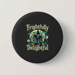 Halloween Frightfully Delightful Haunted House Vec 6 Cm Round Badge
