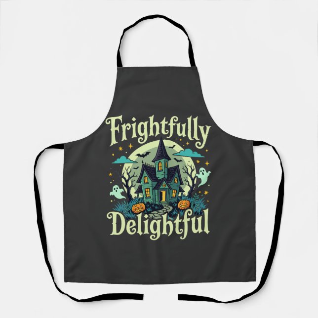 Halloween Frightfully Delightful Haunted House Vec Apron (Front)