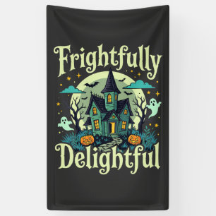 Halloween Frightfully Delightful Haunted House Vec Banner