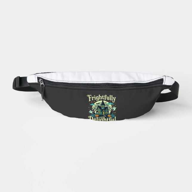 Halloween Frightfully Delightful Haunted House Vec Bum Bags (Front)