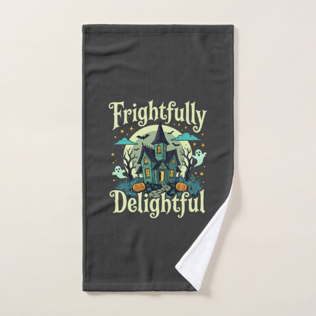 Halloween Frightfully Delightful Haunted House Vec Hand Towel (Hand Towel)