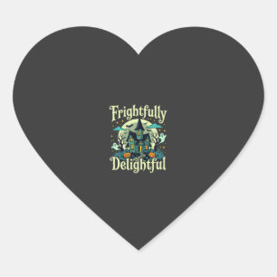 Halloween Frightfully Delightful Haunted House Vec Heart Sticker