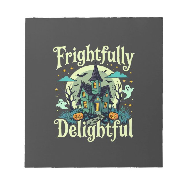 Halloween Frightfully Delightful Haunted House Vec Notepad (Front)