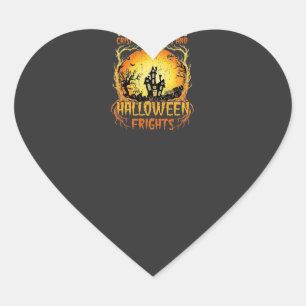 Halloween Frights Haunted House Full Moon Pumpkins Heart Sticker