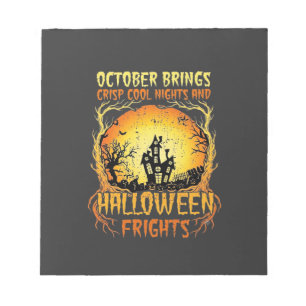 Halloween Frights Haunted House Full Moon Pumpkins Notepad