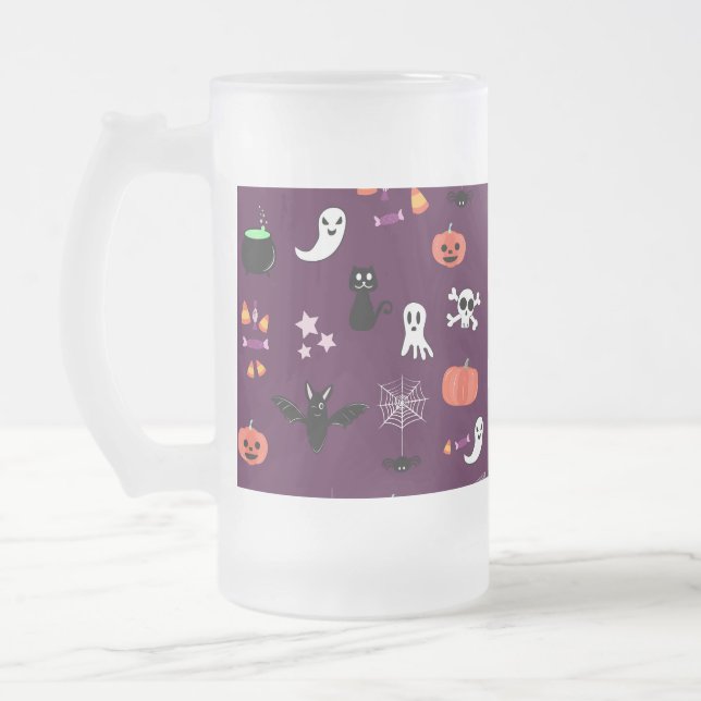 Halloween Frosted Glass Beer Mug (Left)