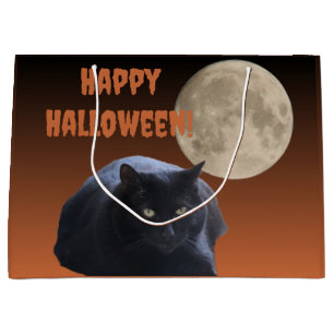Halloween Full Moon Black Cat Large Gift Bag