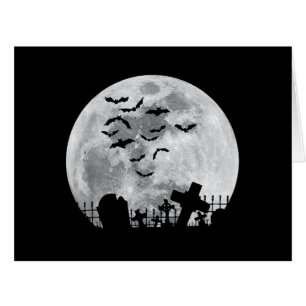 Halloween Full Moon Cemetery Graveyard Spooky Bats