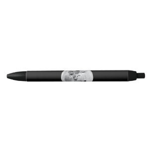 Halloween Full Moon Cemetery Graveyard Spooky Bats Black Ink Pen