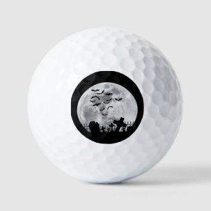 Halloween Full Moon Cemetery Graveyard Spooky Bats Golf Balls