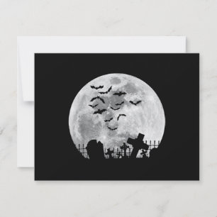 Halloween Full Moon Cemetery Graveyard Spooky Bats RSVP Card